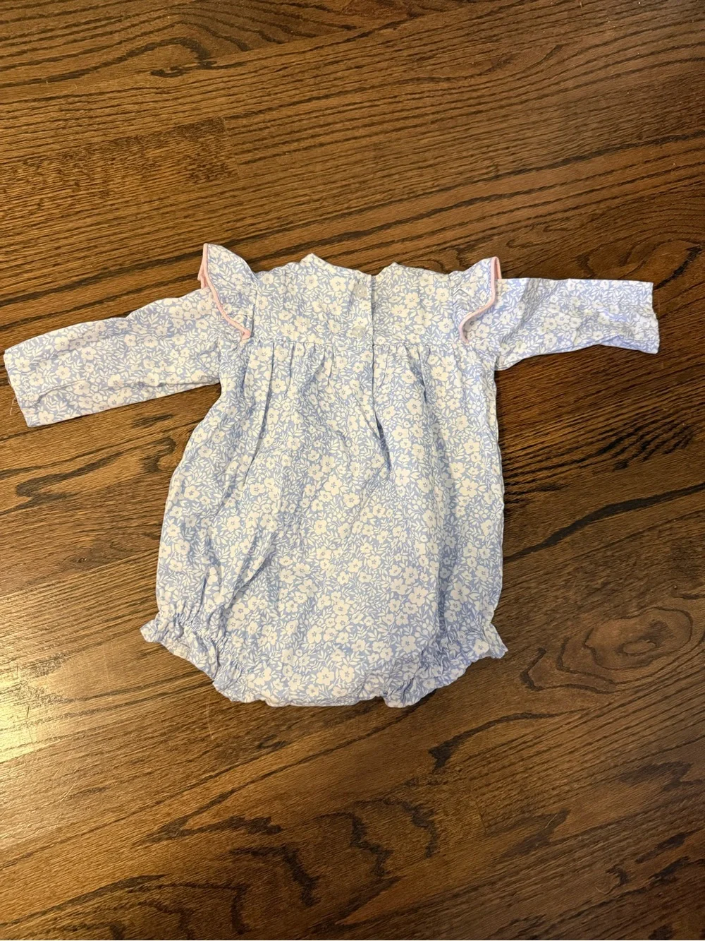 Stitchy Fish Blue White Floral Bubble with Pink Trim 3M